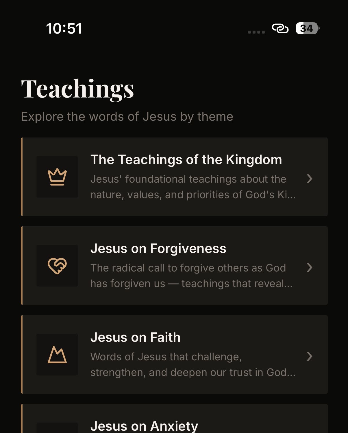 A guided journey in the app, with its steps laid out and the next reading ready.